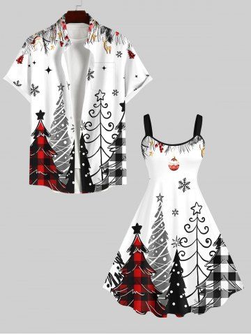 Plaid Christmas Tree Snowflake Star Elk Print Plus Size Matching Set For Couples