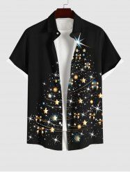 Chemise Imprimé Élément de Noël Grande Taille avec Poches en 3D - Noir L