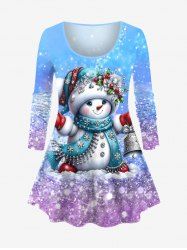 Plus Size Christmas Snowman Bell Holy Fruit Snowflake Glitter 3D Print T-shirt -  