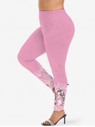 Plus Size Christmas Snowman Ball Gift Glitter Sparkling Paint Drop Print Leggings -  