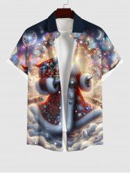 Chemise à Boutons avec Poche Imprimé Père Noël Nuages et Boules 3D Grande Taille pour Hommes - Multi-A XL