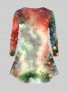 Ensemble de T-shirt Ombré Sapin de Noël et de Boule Assortis de Grande Taille - Vert 