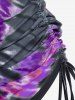 Plus Size Skull Rose Tie Dye Print Cinched Ruched Tie Boyshorts Tankini Swimsuit -  