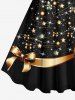 Robe Débardeur 3D Sapin de Noël et Boule Imprimés de Grande Taille à Paillettes - Noir L