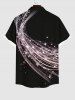 Plus Size Christmas Star Light Beam Glitter 3D Print Buttons Pocket Shirt For Men -  