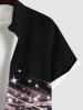 Plus Size Christmas Star Light Beam Glitter 3D Print Buttons Pocket Shirt For Men -  