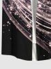 Plus Size Christmas Star Light Beam Glitter 3D Print Buttons Pocket Shirt For Men -  