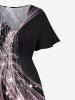 Robe midi fendue grande taille imprimée de paillettes et d'étoiles de Noël - Noir 4X