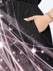 Robe midi fendue grande taille imprimée de paillettes et d'étoiles de Noël - Noir 4X
