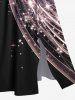 Robe midi fendue grande taille imprimée de paillettes et d'étoiles de Noël - Noir 4X