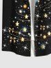Chemise Imprimé Élément de Noël Grande Taille avec Poches en 3D - Noir L