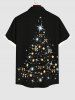 Plus Size Christmas Tree Star Ball Light Bowknot Glitter 3D Print Buttons Pocket Shirt For Men -  