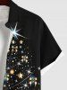 Plus Size Christmas Tree Star Ball Light Bowknot Glitter 3D Print Buttons Pocket Shirt For Men -  