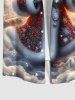 Plus Size Christmas Ball Santa Claus Cloud Light Beam Glitter 3D Print Buttons Pocket Shirt For Men -  