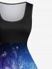Plus Size Christmas Snowflake Tree Road River Print Ombre Vintage Swing A Line Dress -  