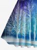 Plus Size Christmas Snowflake Tree Road River Print Ombre Vintage Swing A Line Dress -  