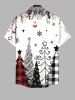 Plus Size Plaid Christmas Tree Snowflake Star Elk Print Button Pocket Shirt For Men -  