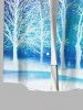 Plus Size Christmas Snowflake Tree Road River Print Ombre Button Pocket Shirt For Men -  