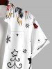 Plus Size Plaid Christmas Tree Snowflake Star Elk Print Button Pocket Shirt For Men -  