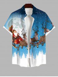 Chemise Boutonnée Imprimé Élément de Noël avec Poche Grande Taille - Multi-A 2XL