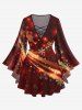 Christmas Snowflake Light Beam Glitter 3D Print Plus Size Matching Set -  