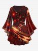 Christmas Snowflake Light Beam Glitter 3D Print Plus Size Matching Set -  