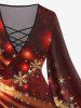 Christmas Snowflake Light Beam Glitter 3D Print Plus Size Matching Set -  