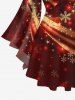 Christmas Snowflake Light Beam Glitter 3D Print Plus Size Matching Set -  