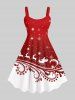 Tenue Contrastante Imprimé Père Noël et Flocon de Neige Chic Grande Taille pour Couples - Rouge 