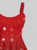 Tenue Contrastante Imprimé Père Noël et Flocon de Neige Chic Grande Taille pour Couples - Rouge 