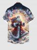 Christmas Ball Santa Claus Cloud Light Beam Glitter 3D Print Plus Size Matching Outfit For Couples -  