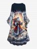 Christmas Ball Santa Claus Cloud Light Beam Glitter 3D Print Plus Size Matching Outfit For Couples -  