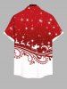 Chemise Boutonnée Imprimé Élément de Noël Grande Taille avec Poche - Rouge 4XL