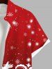 Chemise Boutonnée Imprimé Élément de Noël Grande Taille avec Poche - Rouge 4XL