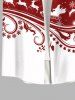 Chemise Boutonnée Imprimé Élément de Noël Grande Taille avec Poche - Rouge 4XL