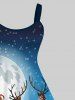 Christmas Tree Elk Santa Claus Moon Ombre Galaxy Print Plus Size Matching Set For Couples -  