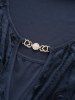 Plus Size Heart Chain Panel Hollow Out Rose Flower Appliques Asymetrical Top -  