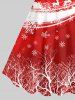 Plus Size Christmas Elk Sled Snowflake Colorblock Trees Print Tank Dress -  