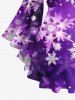Plus Size Christmas Snowflake Ombre Glitter 3D Print Flare Sleeve Lattice Crisscross T-shirt -  