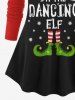 Plus Size Christmas Elf Hat Boots Snowflake Letters Print Raglan Sleeves T-shirt -  