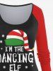 Plus Size Christmas Elf Hat Boots Snowflake Letters Print Raglan Sleeves T-shirt -  