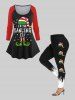Plus Size Christmas Elf Hat Boots Snowflake Letters Print Raglan Sleeves T-shirt -  