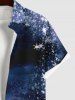 Plus Size Christmas Pinecone Holly Leaf Snowflake Print Ombre Button Pocket Shirt For Men -  
