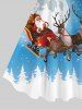 Robe Ligne A Ombrée Père Noël Sapin et Galaxie Imprimés de Grande Taille - Multi-A L
