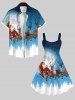 Robe Ligne A Ombrée Père Noël Sapin et Galaxie Imprimés de Grande Taille - Multi-A L