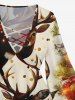 Plus Size Christmas Tree Ball Elk Snowflake Print Lattice Long Sleeves T-shirt -  
