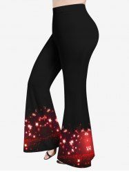 Pantalon Évasé Brillant à Imprimé Dégradé de Couleurs Grande-Taille - Noir 2X