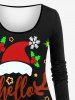 Christmas Hat Snowflake Holly Elk Letters Stars Print Long Sleeves T-shirt and Leggings Plus Size Matching Set -  