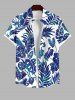 Costume de Plage Grande Taille Imprimé à Feuilles Tropicales - Bleu Ciel 