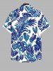 Costume de Plage Grande Taille Imprimé à Feuilles Tropicales - Bleu Ciel 